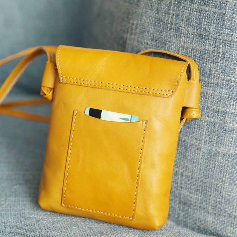 2025 Spring Mobile Phone Bag New Genuine Leather Women's Bag Wholesale Vegetable Tanned Leather Small Crossbody Bag Summer Bag Mobile Phone Bag