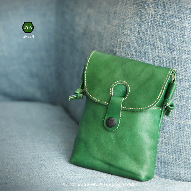 2025 Spring Mobile Phone Bag New Genuine Leather Women's Bag Wholesale Vegetable Tanned Leather Small Crossbody Bag Summer Bag Mobile Phone Bag