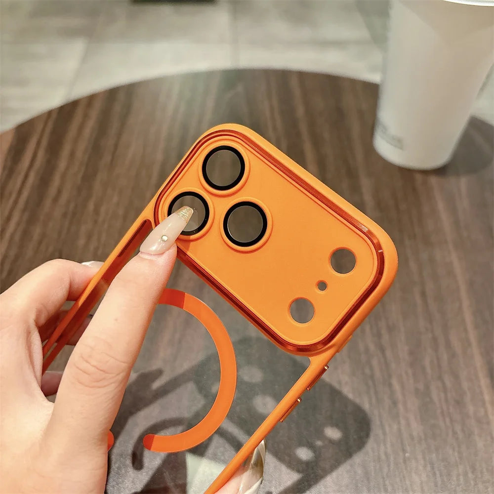 For Iphone16 Pro Phone case with Camera Cover,Luxury Acrylic Phone Case for iPhone 17 Pro Max Magnetic Wireless Charging
