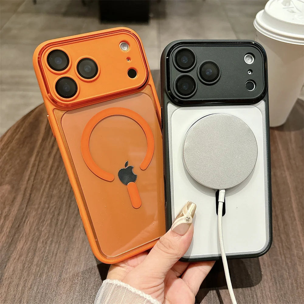 For Iphone16 Pro Phone case with Camera Cover,Luxury Acrylic Phone Case for iPhone 17 Pro Max Magnetic Wireless Charging