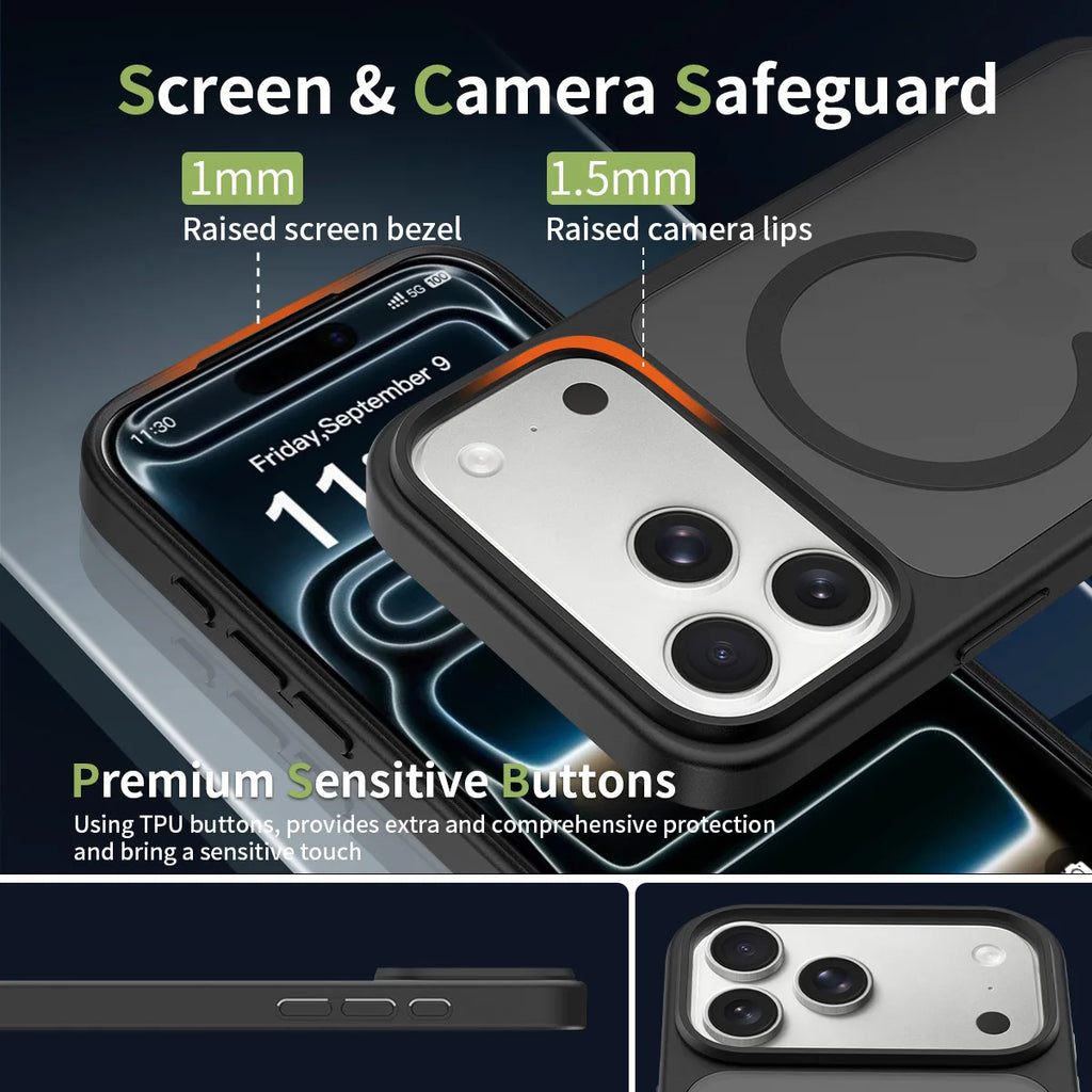 Luxury Matte Soft-Touch Case for iPhone 17 Pro Max – Shockproof Magnetic Cover, US Stock