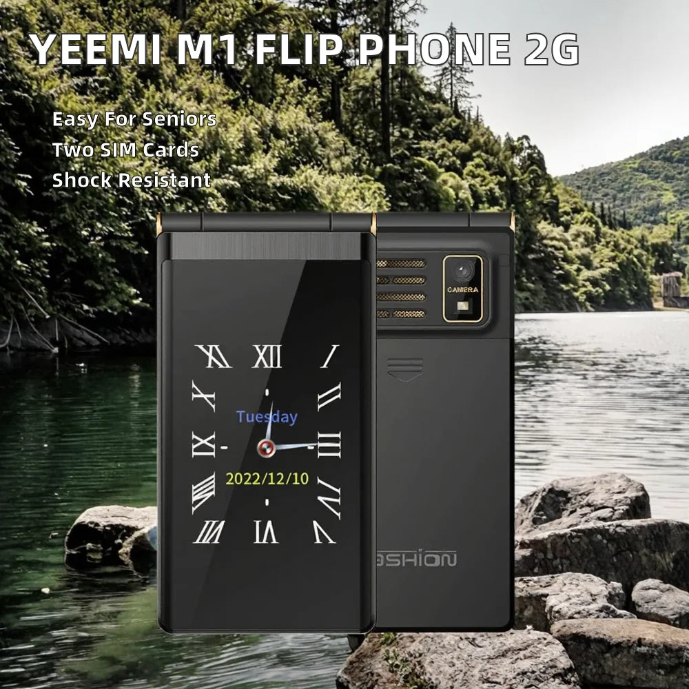 HY M1 GSM 2G Rugged Flip Phone for Elderly with SOS Dual SIM LED Display 1800mAh Battery Shockproof