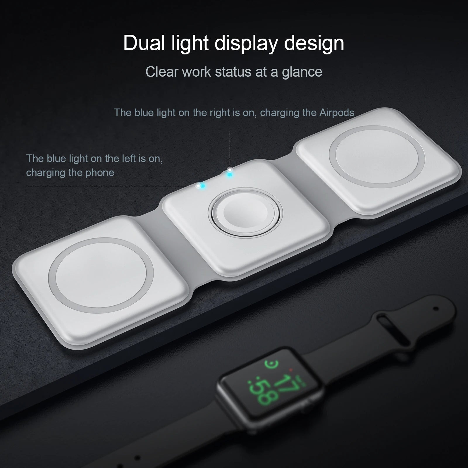 Factory Price 15W 3 in 1 Magnetic Magnet Wireless Portable Charger Stand for Mobile Phone Airpods Smart Watch