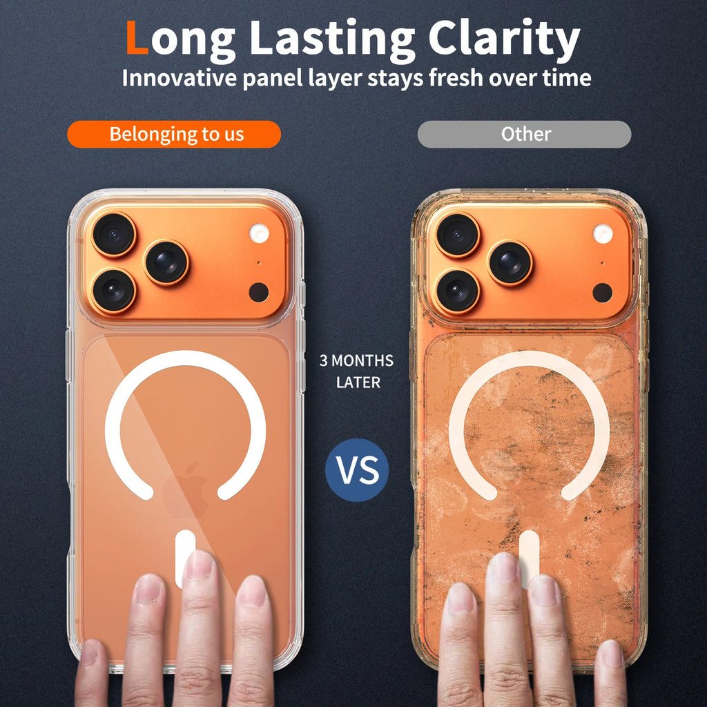 Crystal Clear Magnetic Case for iPhone 17 Pro Max – Anti-Yellow & Shockproof Cover