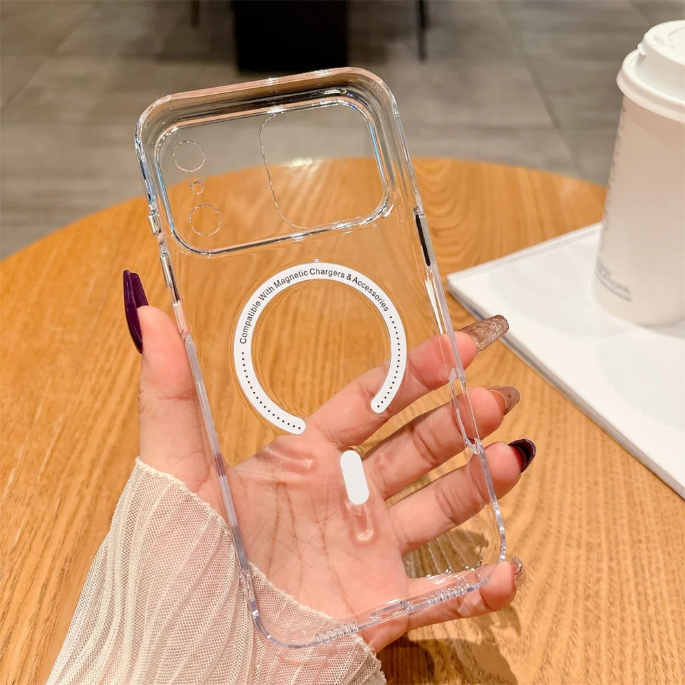 Magnetic Non-yellowing Phone case for Iphone17seies High Clear,for iphone 17 Pro Max case Orange Free Shipping