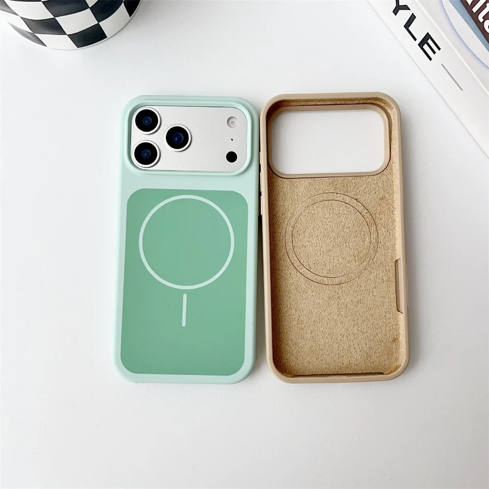 2025 New Arrival Cloth Inside High Quality Dual Color Silicone Phone Case for iPhone 17 Pro Max case New Liquid Silicone