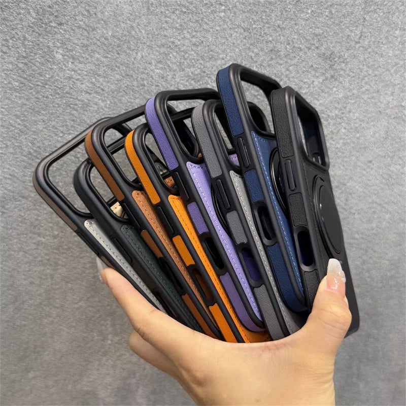 For iphone 17 Pro Max case Leather with Kick Standing Ring,for iphone 17 Pro Max Leather case Built-in Invisible Stand Magnet