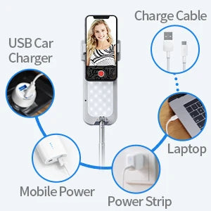 Professional Audio Video Lighting Vlogging Kit with Phone Selfie Light Flexible Floor Stand Fill Light for Video Content Creator