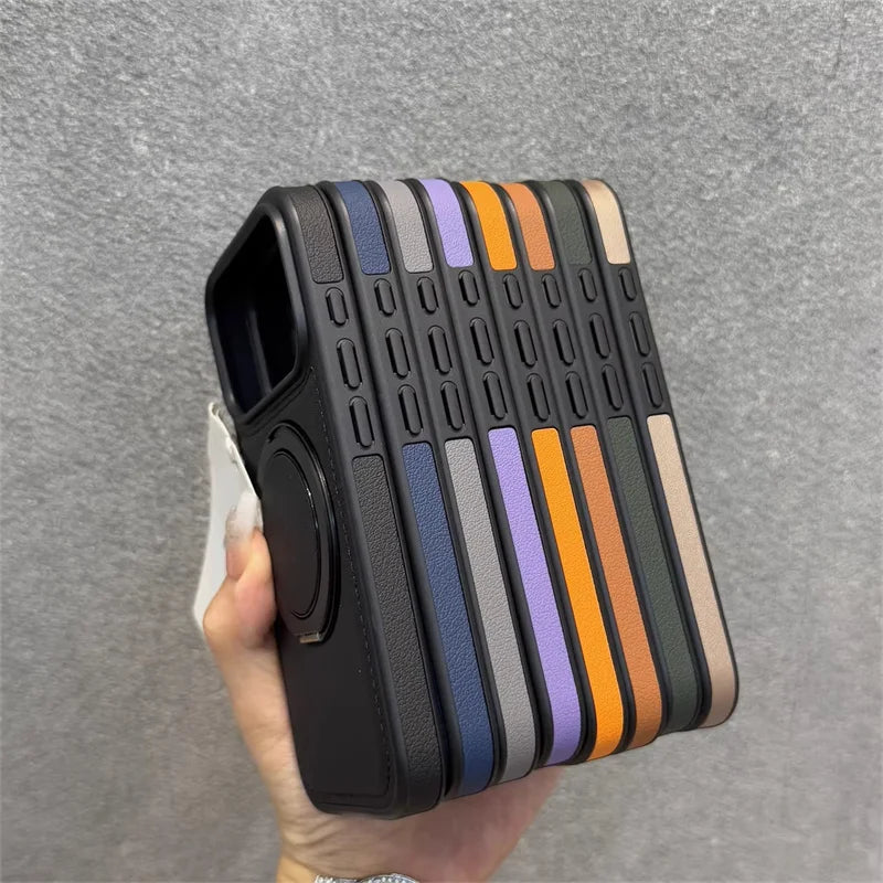 For iphone 17 Pro Max case Leather with Kick Standing Ring,for iphone 17 Pro Max Leather case Built-in Invisible Stand Magnet