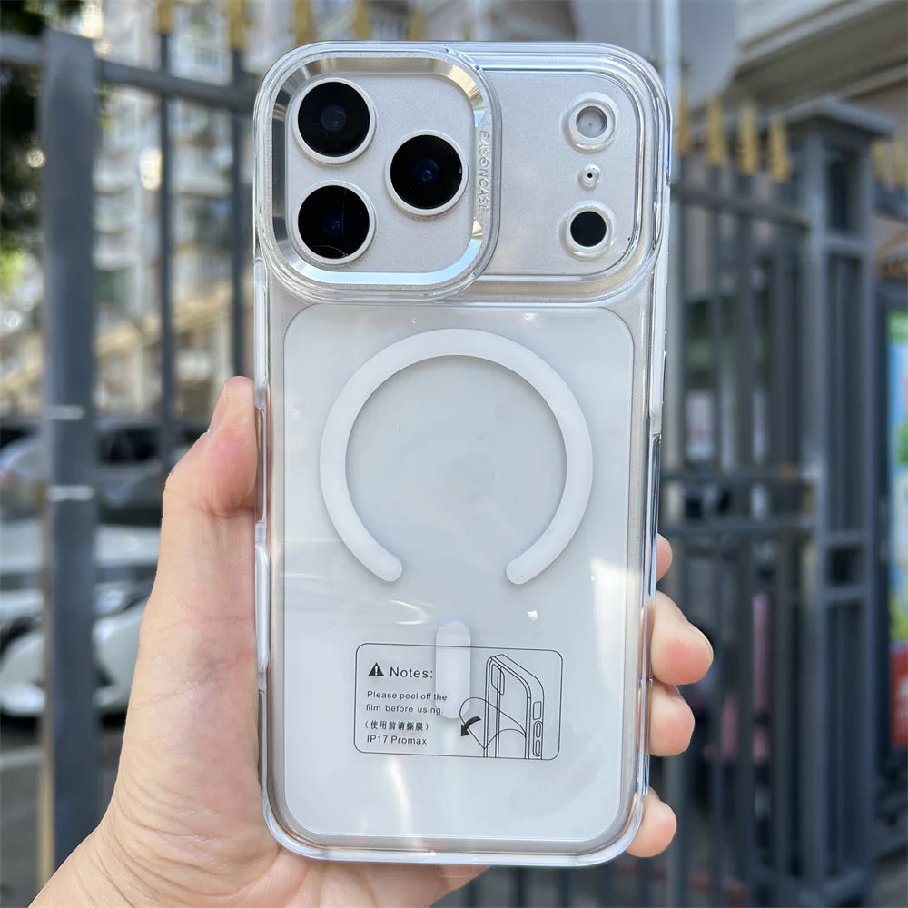 Clear Magnetic Case with Metal Camera Guard for iPhone 17 Pro Max