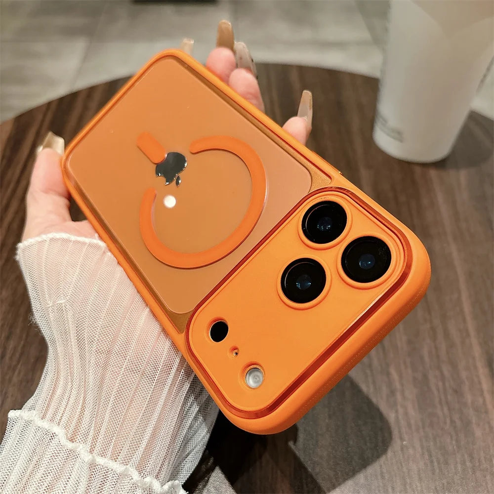 For Iphone16 Pro Phone case with Camera Cover,Luxury Acrylic Phone Case for iPhone 17 Pro Max Magnetic Wireless Charging