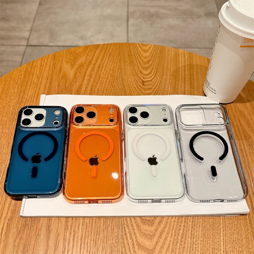 Magnetic Non-yellowing Phone case for Iphone17seies High Clear,for iphone 17 Pro Max case Orange Free Shipping