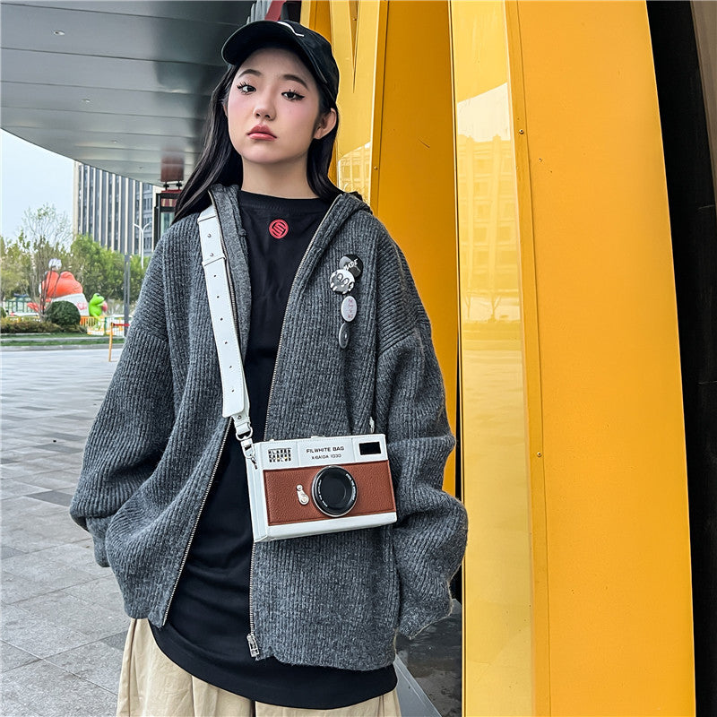 Ins Retro Crossbody Bag for Women Simple Couple Mobile Phone Bag Trendy Cool Camera Shoulder Mobile Phone Coin Purse Men's Crossbody Bag