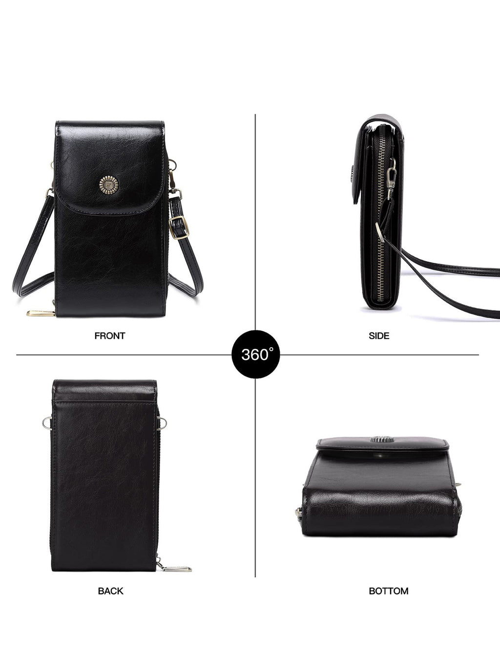 New RFID Women's Mobile Phone Bag Retro Oil Wax Leather Vertical Crossbody Mobile Phone Bag All-match Mini Shoulder Bag