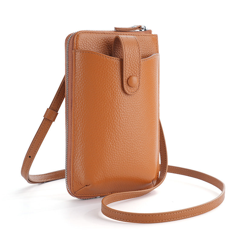 Foreign trade genuine leather crossbody mobile phone bag high-grade first layer cowhide trendy girl mini shoulder mobile phone small bag vertical