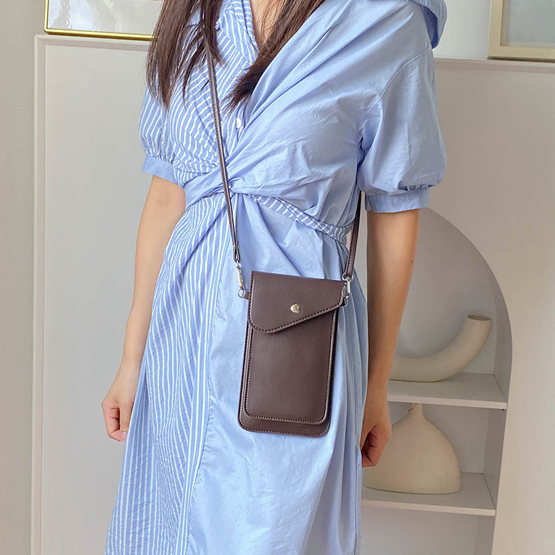 Durable Leather-Textured Mobile Phone Bag 2026 New Vertical Style Mobile Phone Small Bag Double-Layer Mini Stylish Women's Bag