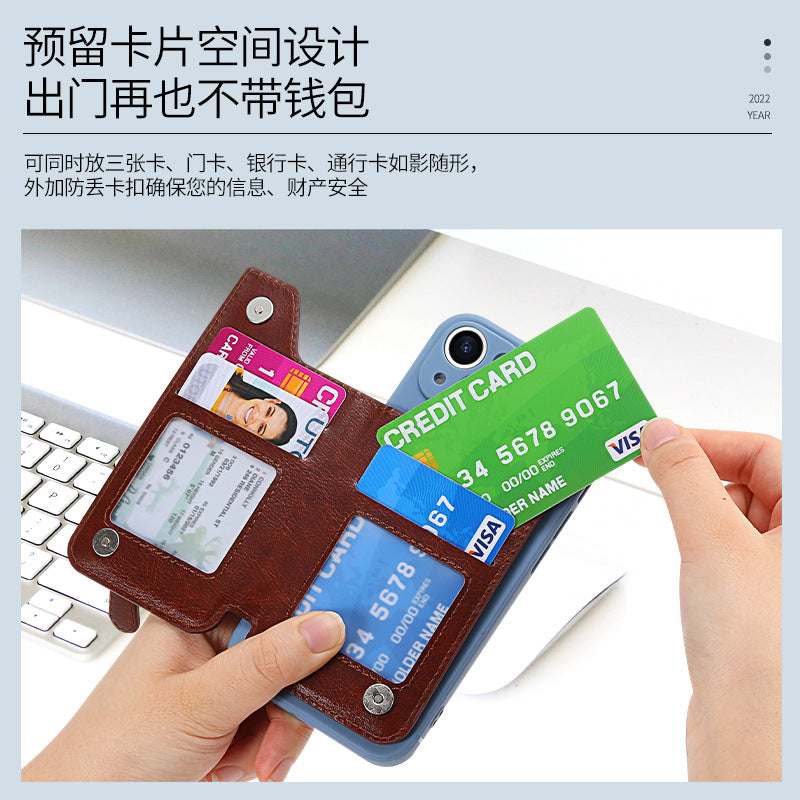 Back Sticker Mobile Phone Card Bag Multifunctional Creative Card Holder Card Holder Zipper Mobile Phone Case DIY Free Collocation