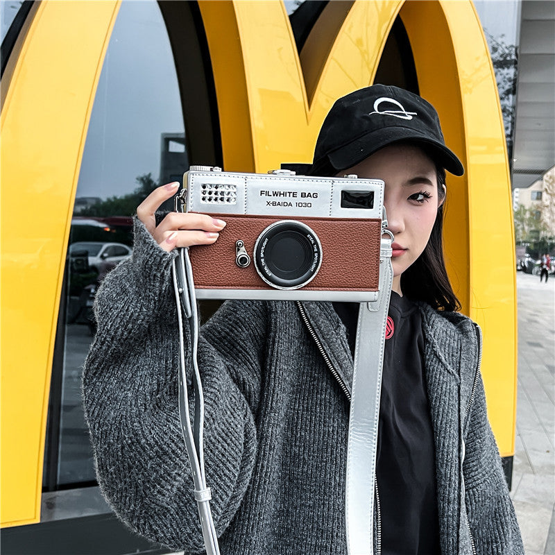 Ins Retro Crossbody Bag for Women Simple Couple Mobile Phone Bag Trendy Cool Camera Shoulder Mobile Phone Coin Purse Men's Crossbody Bag
