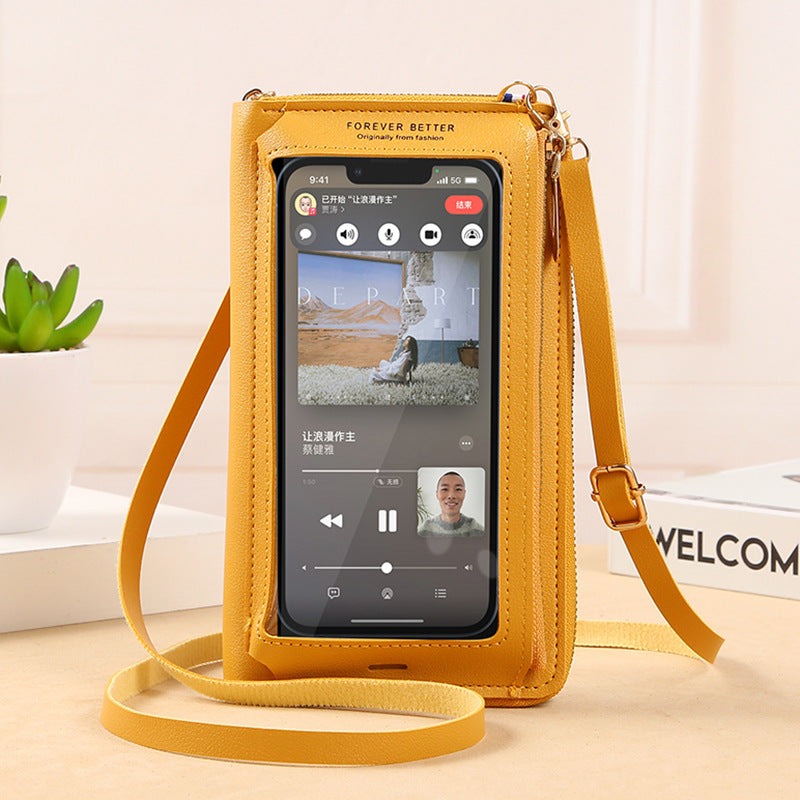 2025 Touch Screen Mobile Phone Bag Women's Cross-Body Bag Anti-Theft Multi-Functional Transparent Fashion Small Bag Wallet Mobile Phone Bag Anti-Fall