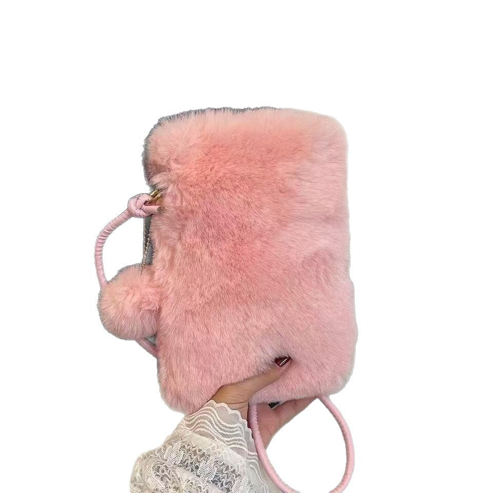 Stuffed Mobile Phone Bag for Women in Autumn and Winter New Furry Crossbody Bag Mini Small Shoulder Bag Vertical Mobile Phone Bag Furry Small Bag