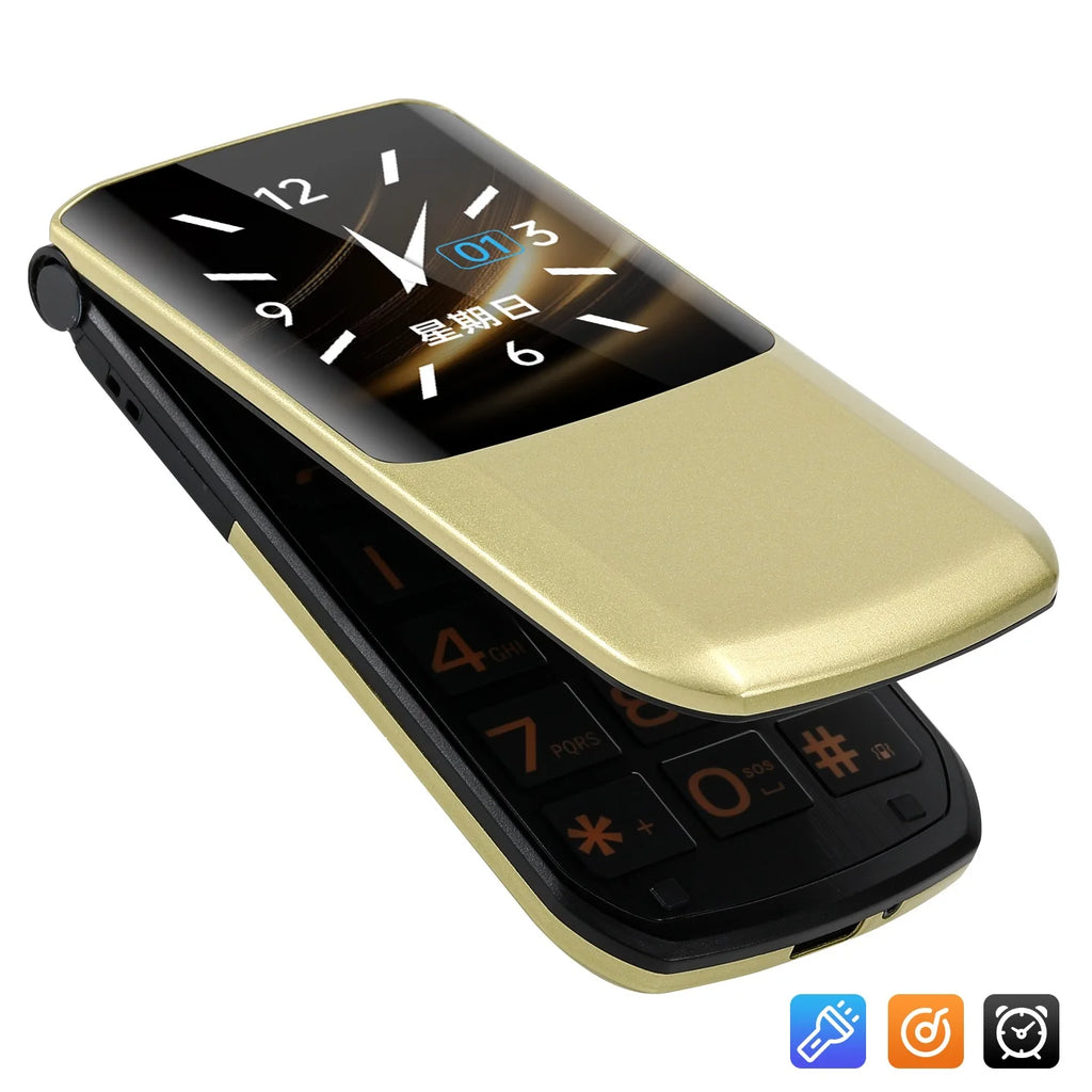 Classic Cover Cell Phones Anti-smartphone Large Two Display Long Standby Big Battery SOS Call Flip Senior 2G Mobile Phones