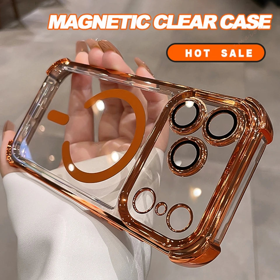 Classic Magnetic Phone Case For iPhone 17 Air 15 14 13 12 16 Pro Max 14 15 Plus Magsafe Silicone Soft Shockproof Protector Cover