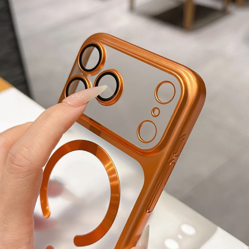 For Magsafe Magnetic Wireless Charging Matte Translucent Plating Hard PC Phone Case For iPhone 17 Pro Max Air Bumper Back Cover