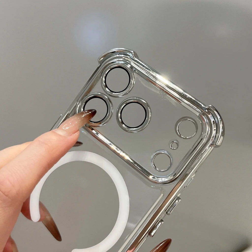 Plating Shockproof Clear For Magsafe Magnetic Phone Case For iPhone 17 Air 16 15 14 13 12 11 Pro Max Camera Glass Protect Cover