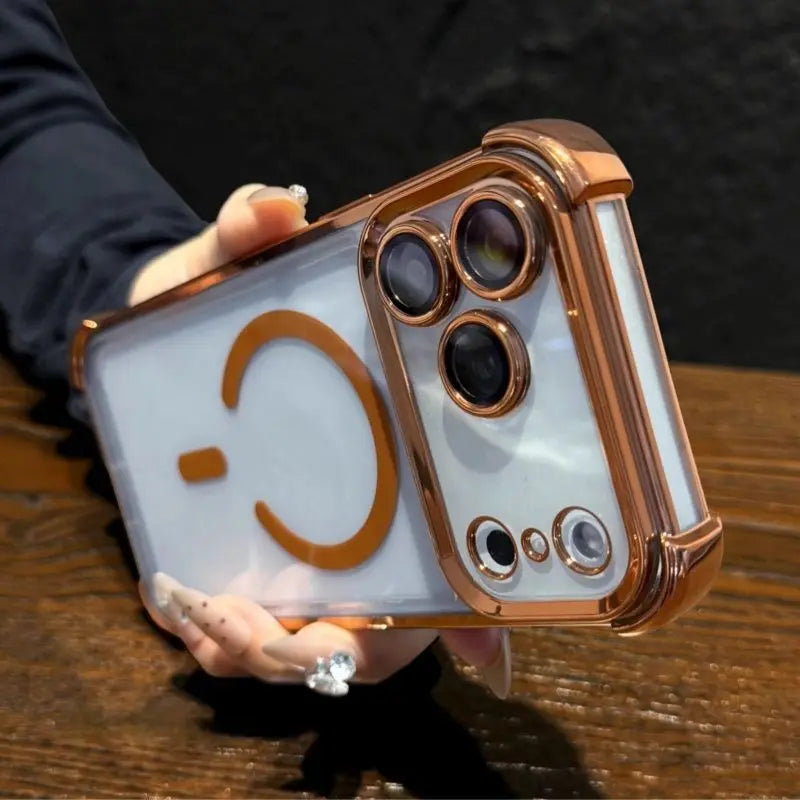 Plating Shockproof Clear For Magsafe Magnetic Phone Case For iPhone 17 Air 16 15 14 13 12 11 Pro Max Camera Glass Protect Cover