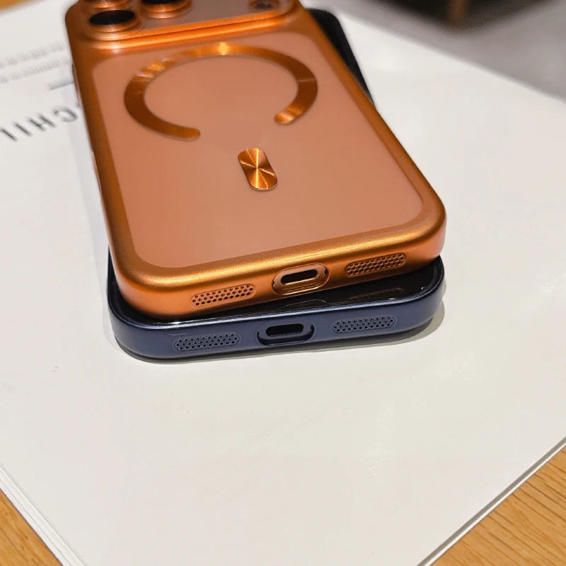 For Magsafe Magnetic Wireless Charging Matte Translucent Plating Hard PC Phone Case For iPhone 17 Pro Max Air Bumper Back Cover