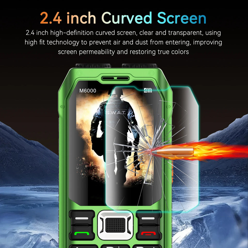 Rugged Mobile Phone M6000 GSM 2G Network 4 SIM Cards Magic Voice 3.5mm Jack 2.4'' Display Big Keyboard Cellphone For Elderly