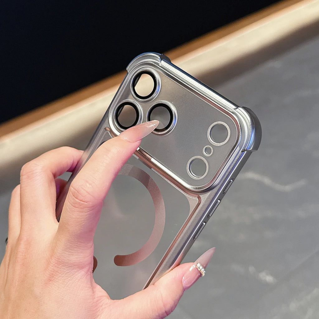 Magnetic Case for iPhone 17 Pro Max 17 Pro Air Cover Plated Bumper Clear Air-bag Soft Mag-safe All-round Camera Film Shell Funda
